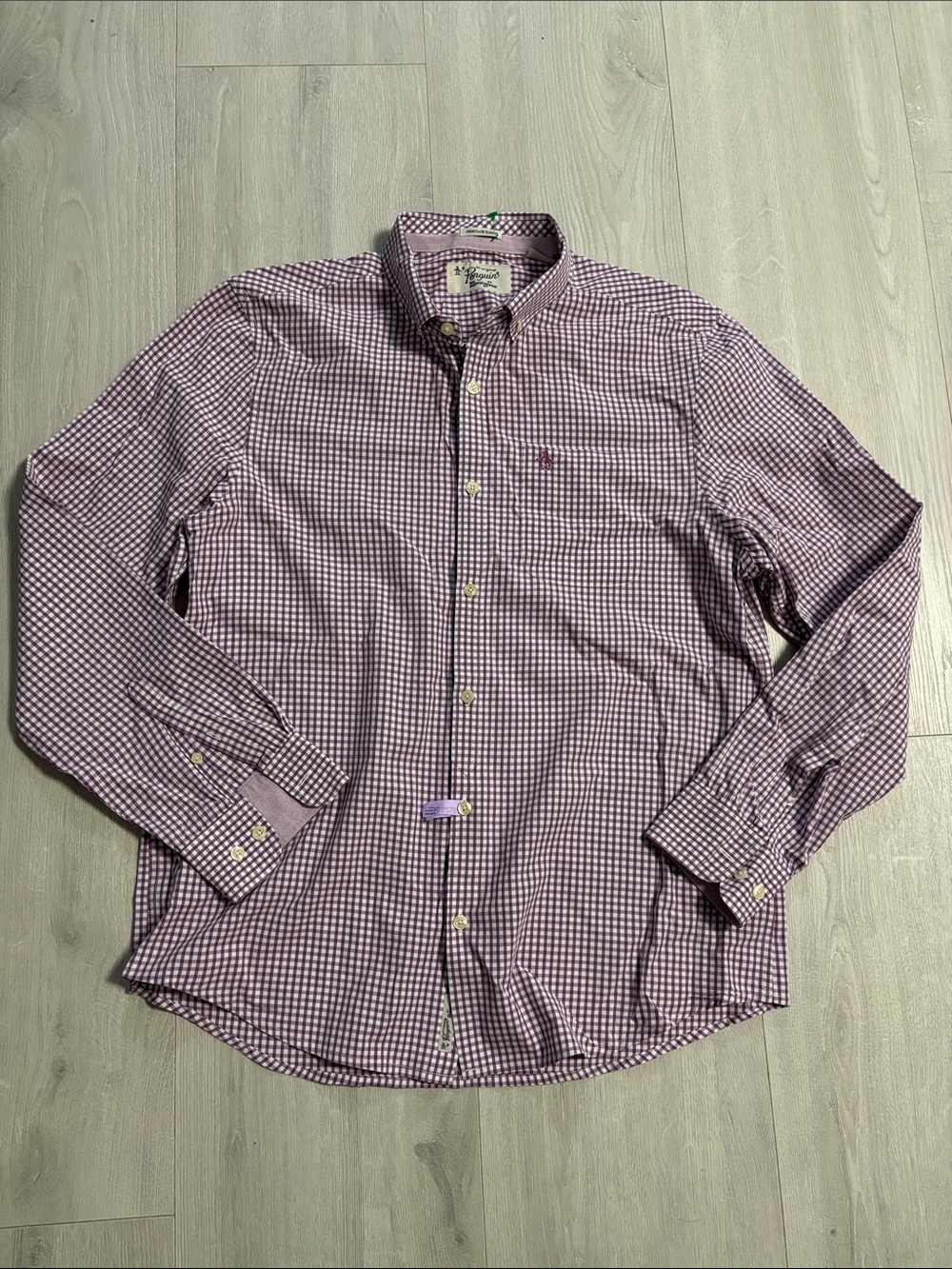 🔥BUNDLESALE Mens L Original Penguin Heritage Slim Fit Gingham Button-Down Shirt
